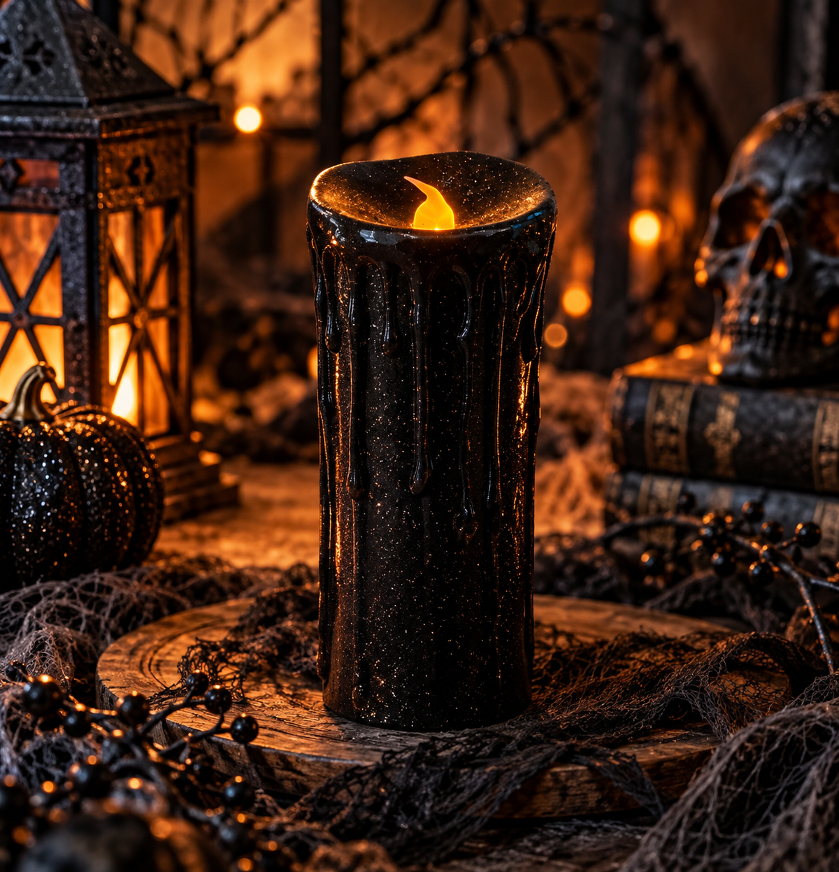 Black Flameless LED Pillar Candle