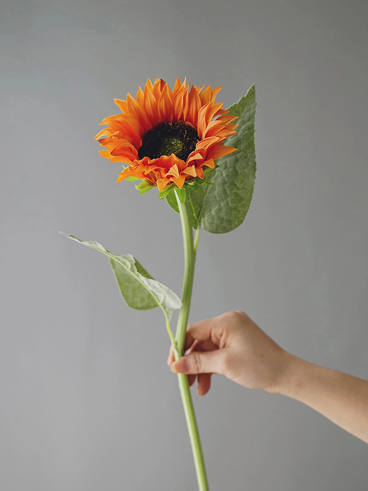 21 Inch Orange Real Touch Sunflower Stem
