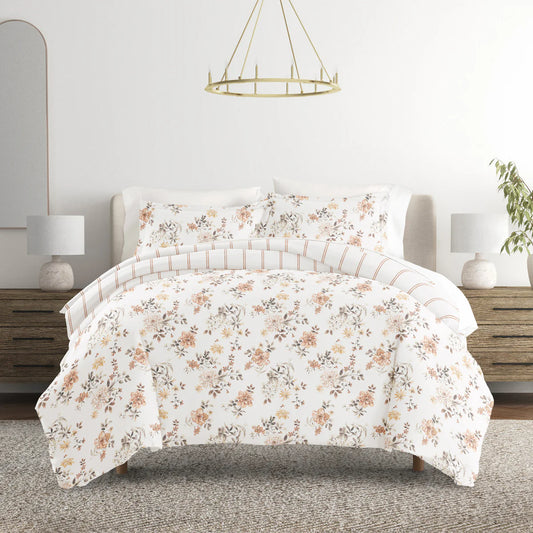 Reversible Sunset Garden Patterned Duvet Cover Set