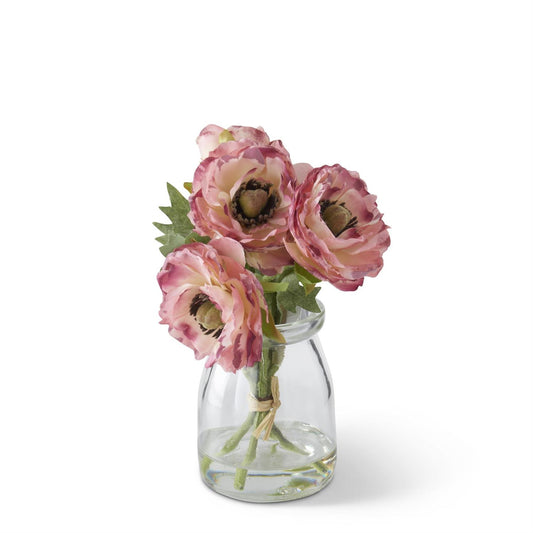 Ranunculus Premade in Glass Vase w/Faux Water