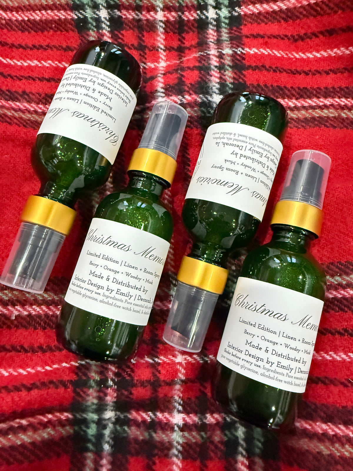 Christmas Memories holiday room and linen spray with berry orange woody and musk scent