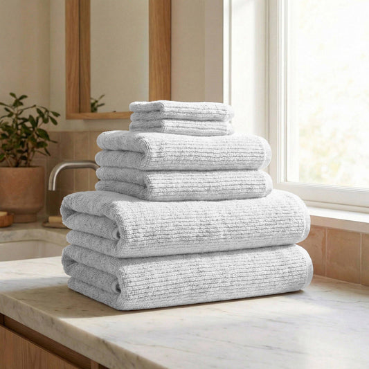 Georgiana Collection - Turkish Cotton Ribbed 6-Piece Bath Towel Set