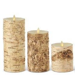Birch Bark Wax Indoor Pillar Flameless Candle