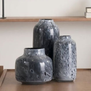 Black Mottled Glass Vases