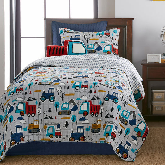 Mod Trucks Reversible Kids Quilt Set
