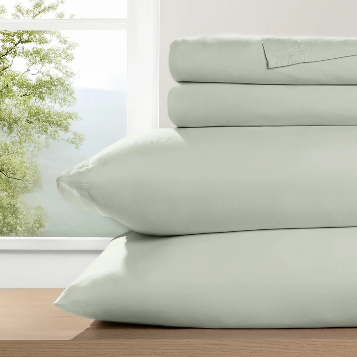 100% Cotton Percale Sheet Set – Queen | Green Haze