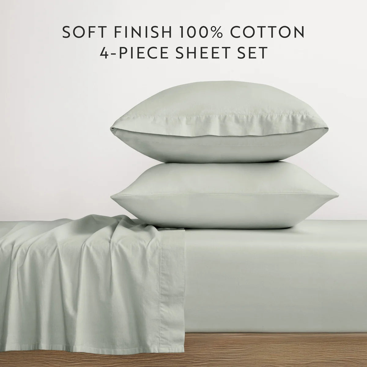 100% Cotton Percale Sheet Set – Queen | Green Haze
