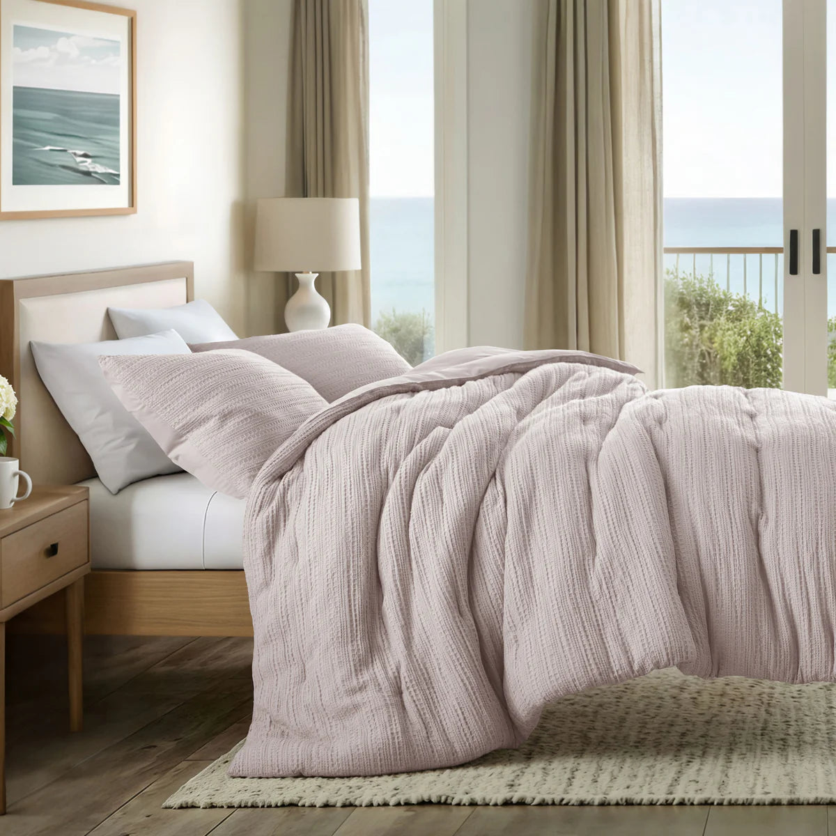 Waffle Textured Down-Alternative Comforter Set