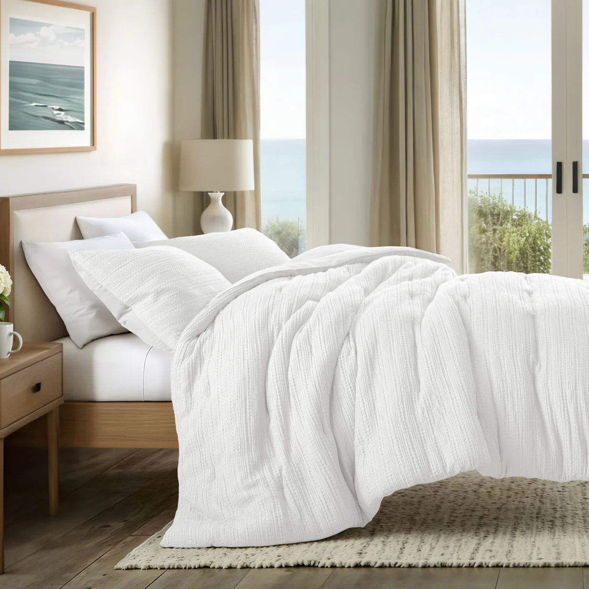Waffle Textured Down-Alternative Comforter Set