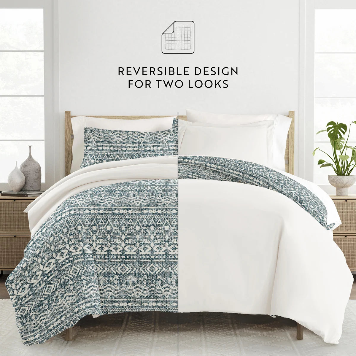 Modern Rustic Reversible Duvet Cover Set