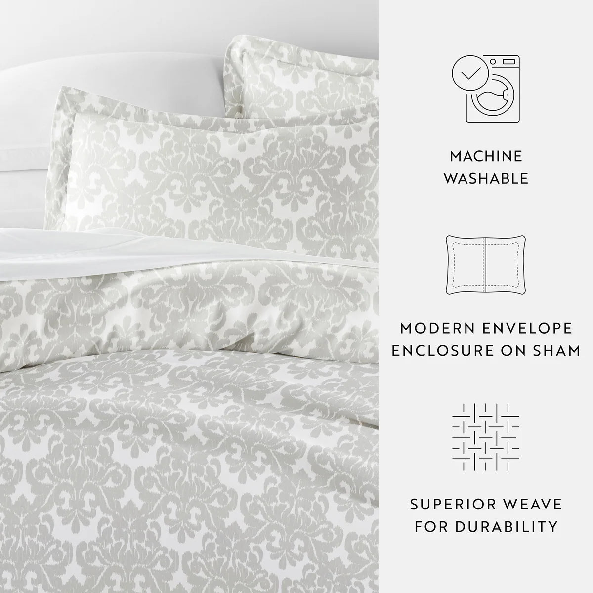 Soft Damask Patterned Duvet Cover Set