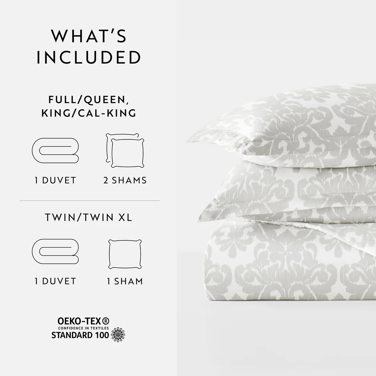 Soft Damask Patterned Duvet Cover Set