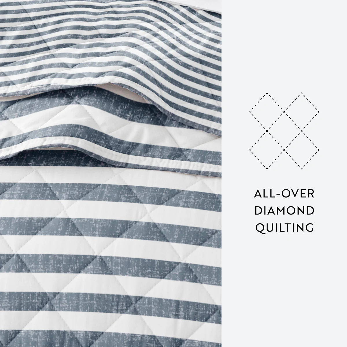 Classic Stripe Patterned Quilted Coverlet Set