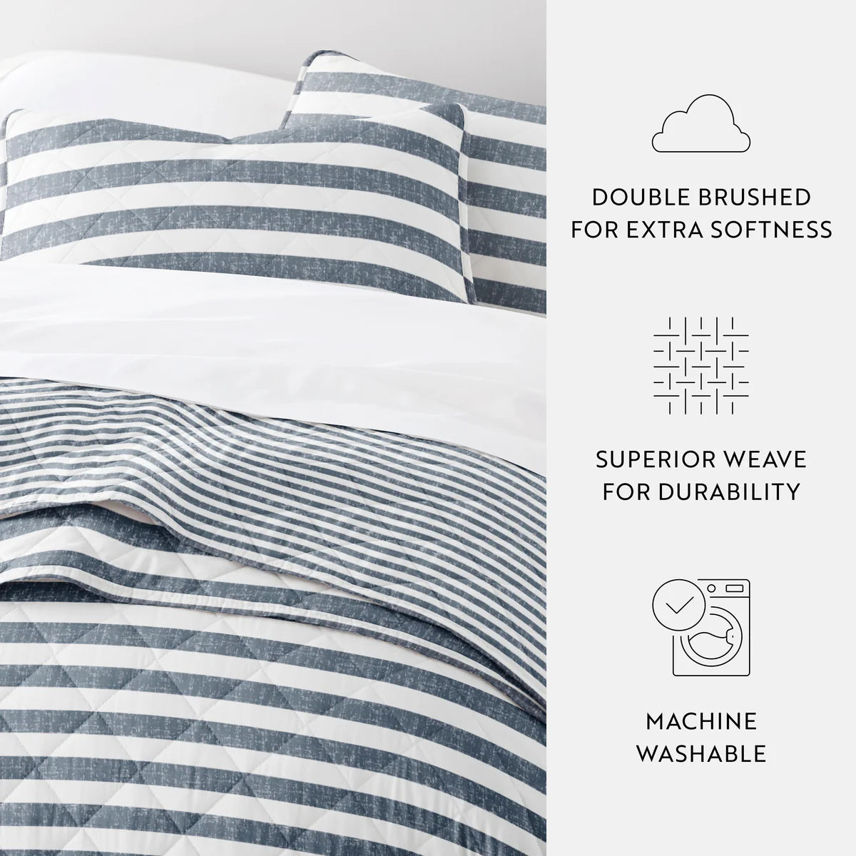 Classic Stripe Patterned Quilted Coverlet Set