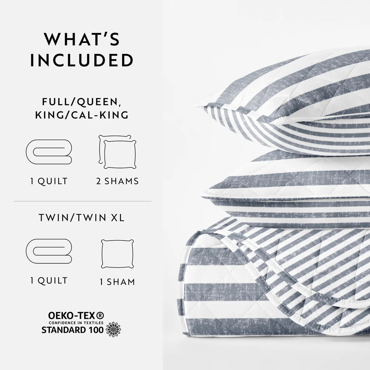 Classic Stripe Patterned Quilted Coverlet Set