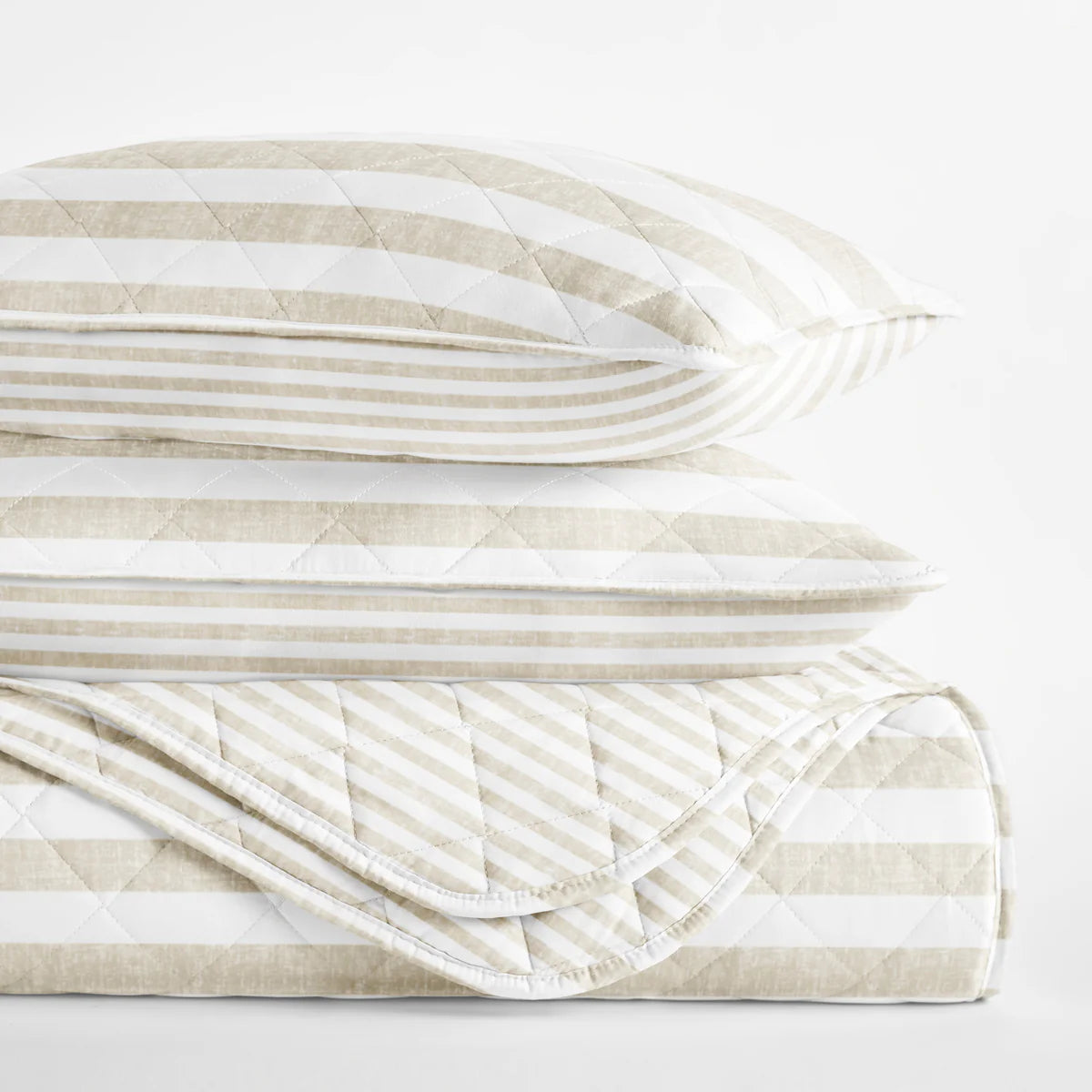 Classic Stripe Patterned Quilted Coverlet Set