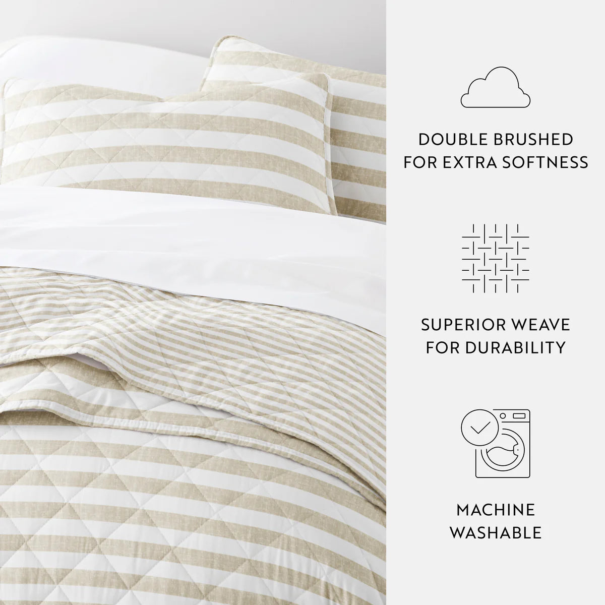 Classic Stripe Patterned Quilted Coverlet Set