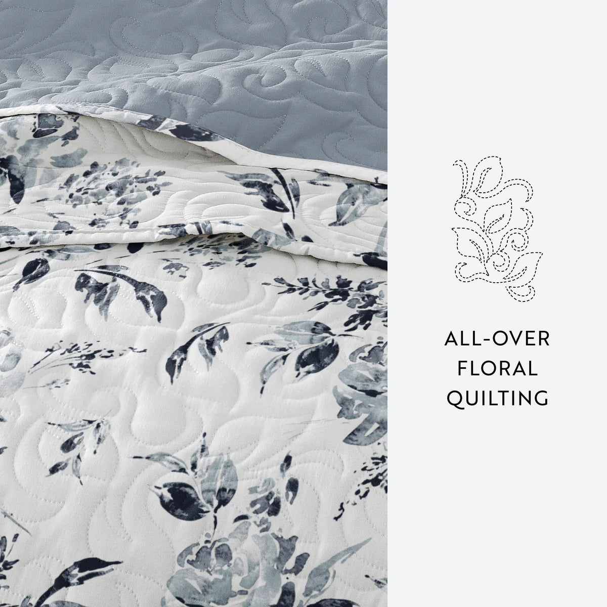 Rose Garden Patterned Quilted Coverlet Set