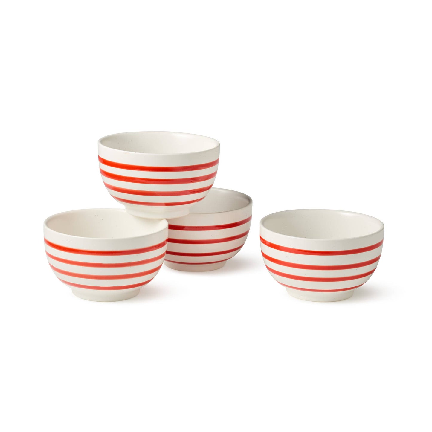 Red Striped Stoneware Bowl