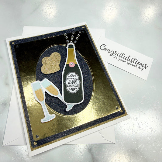 Cheers to the Happy Couple Champagne Handmade Wedding Card