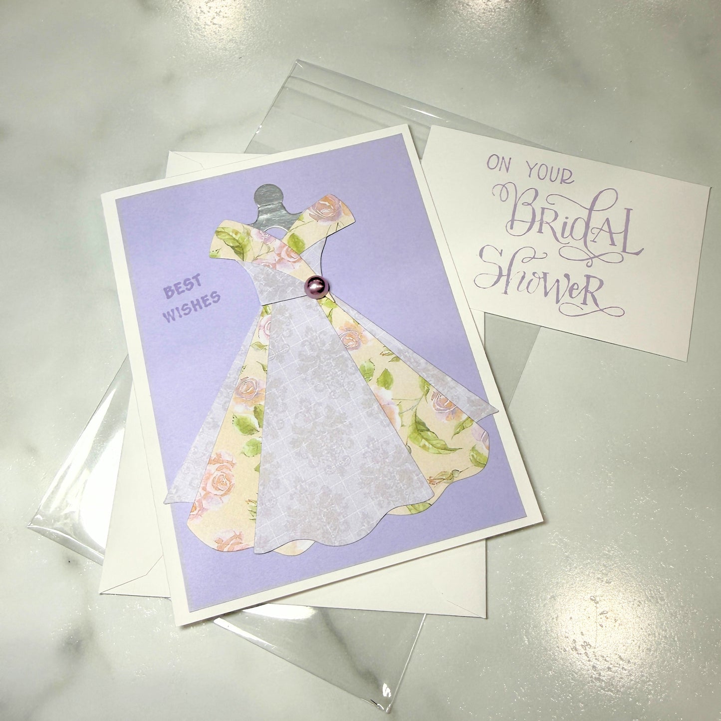 Floral & Damask Dress Bridal Shower Card