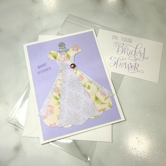 Floral & Damask Dress Bridal Shower Card