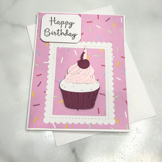 Pink Cupcake Birthday Card